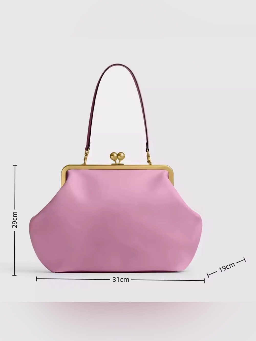 Elegant Kiss Lock  Frame-Top Shoulder Bag with Gold Hardware